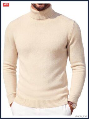 Mens Faux Mink Knit Turtleneck Pullover Sweater Fall Winter